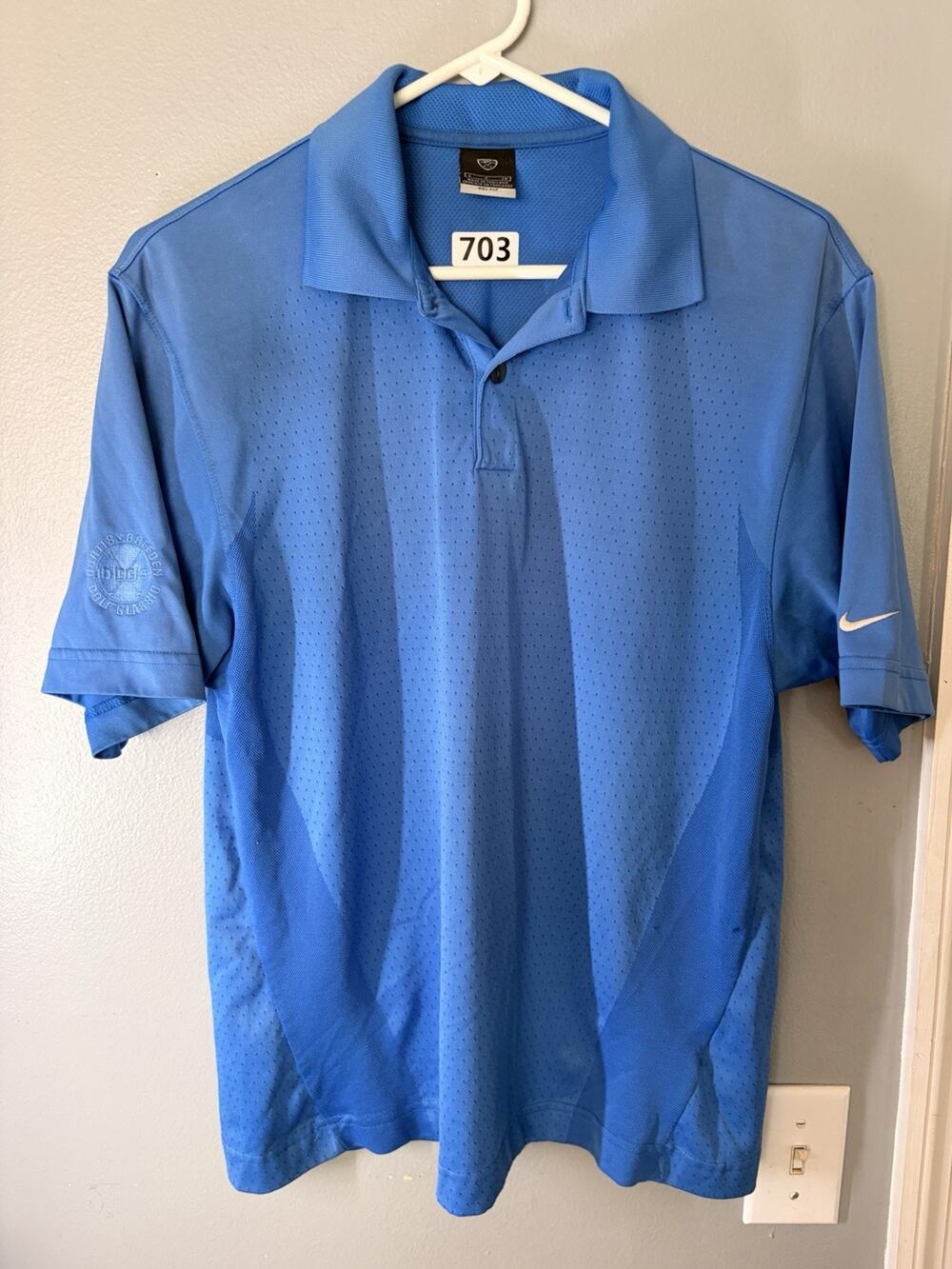 Nike Golf Men's Dri Fit Polo Shirt Teal Logo GCA Services size Small EUC
